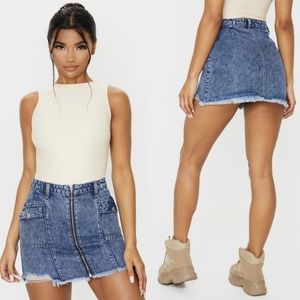 PrettyLittleThing Acid Wash Denim Mini Skirt